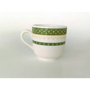 Vintage Syracuse China Demitasse Cup White Green Stripe with Gold Cross